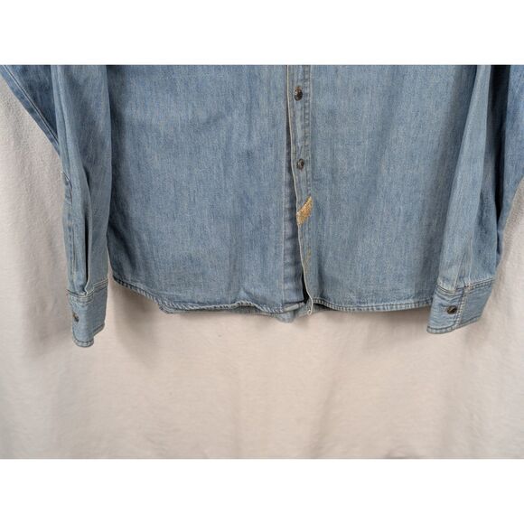 Vintage Jake Stewart Embroidered Stars & Boots Denim Button Up Shirt Size Medium - Picture 4 of 16